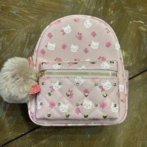 Pink Cat Print Kids Backpack